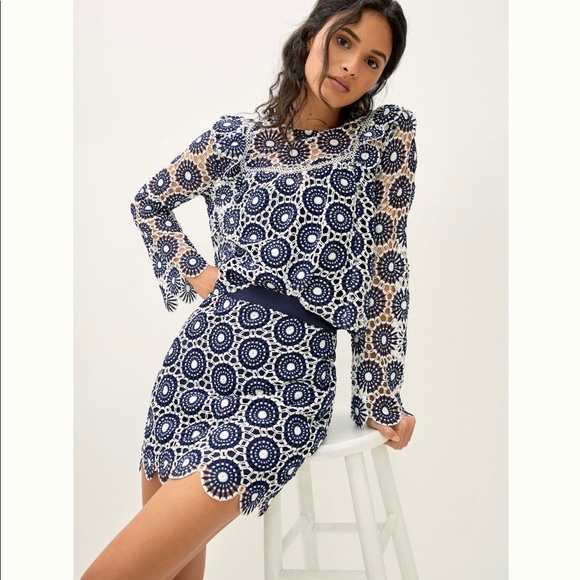 Anthropologie En Saison  embroidered long sleeve crochet set. Per - Picture 4 of 8